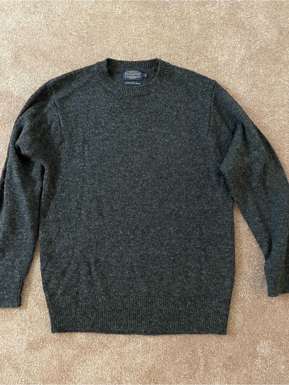 Pendleton Dark Charcoal Crewneck Wool Sweater - Men's
